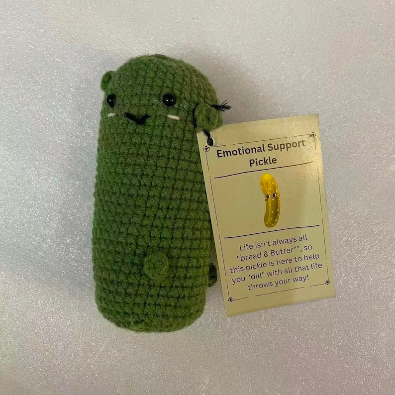 Emotional Support Pickle With Positive Affirmation, Pick Me Up, Crochet  Pickled Cucumber, Gift for Coworker, Kind of A Big Dill 