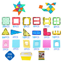 将图片加载到图库查看器，RovyFota Kids Magnetic Tiles Toys, 178 Pcs 3D Magnetic Building Blocks Tiles Set, Building Construction Educational STEM Toys for 3+ Year Old Boys and Girls
