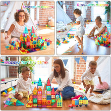 将图片加载到图库查看器，RovyFota Kids Magnetic Tiles Toys, 178 Pcs 3D Magnetic Building Blocks Tiles Set, Building Construction Educational STEM Toys for 3+ Year Old Boys and Girls
