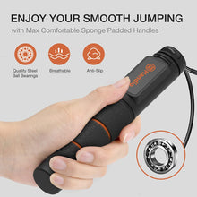 将图片加载到图库查看器，RovyFota Skipping Rope with Counter, Upgraded Digital Speed Jump Rope for Fitness, Tangle-free Adjustable Rope, Weighted &amp; Non-slip Handle for Exercise, Fat Burning, Workout Home Jumping,Boxing,HIIT
